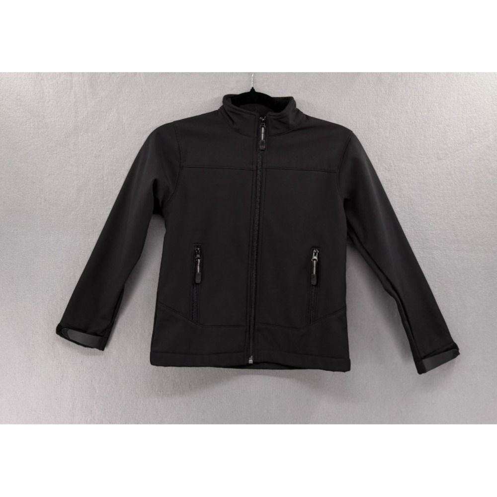 Roper Jacket Boys M Black Softshell Fleece Lined Wind Water Resistant Western